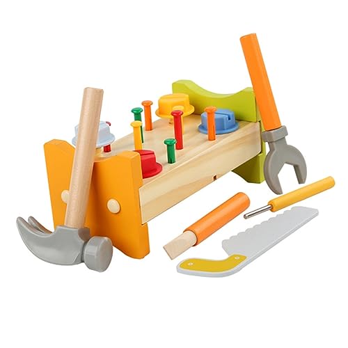 Beatifufu Holzspielzeug Pounding Peg Workbench mit Hammer Pädagogisches Motorikspielzeug für Kleinkinder Langlebig und Sicher Montessori Lernspielzeug für Jungen und Mädchen Ab Jahr von Beatifufu