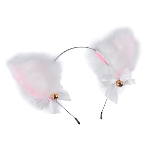 Beatifufu Katzenohren Haarreif mit Glocken und Schleife Flauschiges Cosplay Stirnband für Mädchen Karneval Party Kostüm Zubehör von Beatifufu
