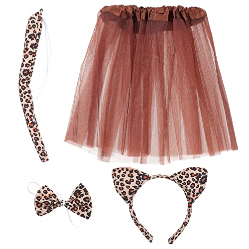 Beatifufu Leoparden Kostüm Halbrock mit Schleife Leopardenohren Haarreif und Requisite für Karneval Fasching Tierverkleidung Bühnenauftritt von Beatifufu
