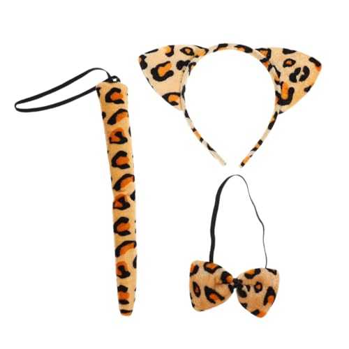 Beatifufu Leopardenohren Stirnband Set Teilig mit und Fliege Kuscheliges Kostümzubehör für Mädchen Party Halloween Tier Verkleidung Bühnenauftritte von Beatifufu