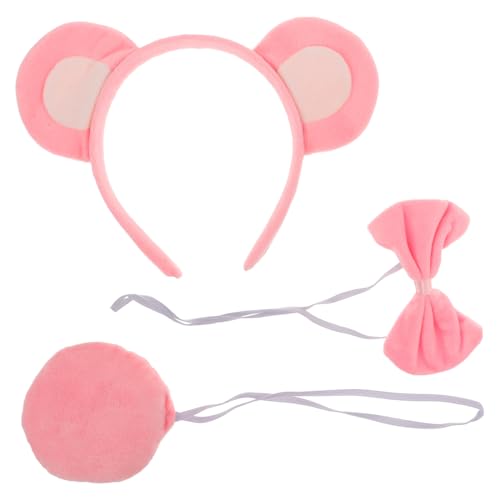 Beatifufu Niedliches Bärenohren Stirnband Set Plüsch Cartoon Tierkopfschmuck mit Schleife und Nase Weiches Kostümzubehör für Erwachsene für Karneval Cosplay und Mottopartys von Beatifufu