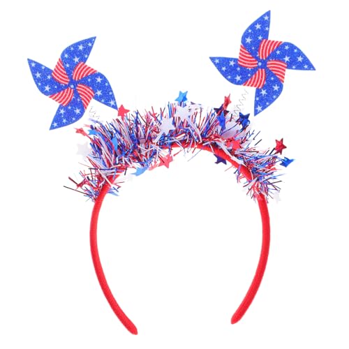 Beatifufu Patriotisches Haarband mit Rot Weiß Blauem Windrad Leichtes Stirnband für Mädchen Unabhängigkeitstag Partyzubehör Themenfeier Bequem und Vielseitig Einsetzbar von Beatifufu
