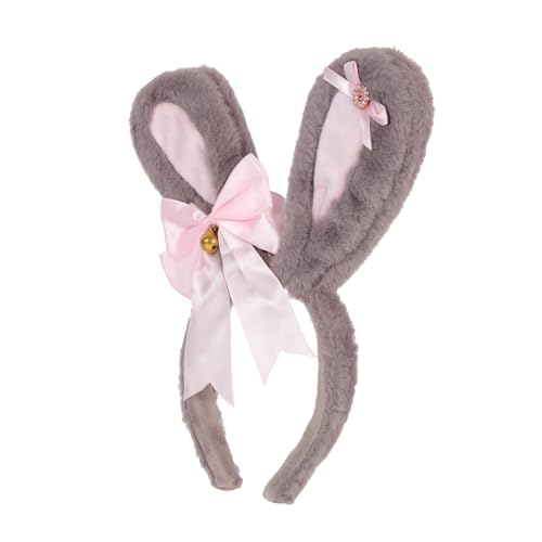 Beatifufu Plüsch Hasenohren Stirnband mit Schleife Niedliches Party Kostüm Haarreif für Damen Mädchen Leichter Bequemer Hasen Ohr Haarreifen für Karneval Cosplay Festival von Beatifufu