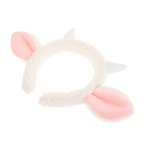 Beatifufu Plüsch Schäferhörner Haarreif Niedliches Tierohren Stirnband Weiches Cartoon Schaf Ohr Accessoire für Party Cosplay Hochzeit Modisches Weißes Kopfband für Damen von Beatifufu