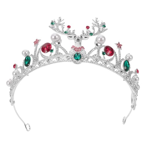 Beatifufu Rhinestone und Perlen Weihnachtskrone aus Langlebiger Legierung Funkelndes Rentier-haarreif mit Hirschgeweih-design Vielseitiges Party Festaccessoire für Weihnachten Hochzeit von Beatifufu