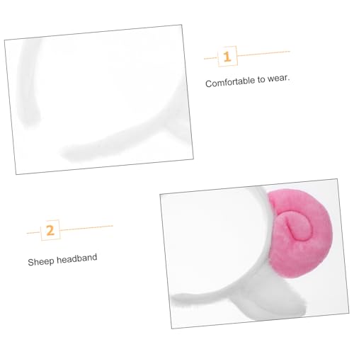 Beatifufu Schafhörner Haarreif Plüsch Teilig mit Ohren Schleife und Weiche Tierkostüm Accessoires für Frauen Bequemes Stirnband für Halloween und Cosplay von Beatifufu