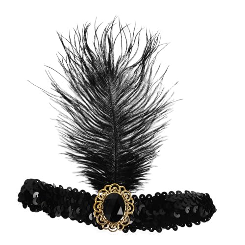 Beatifufu Schwarzes Jahre Flapper Stirnband mit Federn und Pailletten Eleganter Haarschmuck für Damen Vielseitig für Hochzeiten Maskenbälle Themen und Mardi Gras Partys Beatifufu Schwarzes Jahre Flapper Stirnband mit Federn und Pailletten Eleganter Haarschmuck für Damen Vielseitig für Hochzeiten Maskenbälle Themen und Mardi Gras Partys von Beatifufu