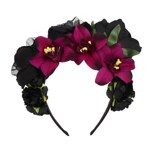 Beatifufu Vintage Halloween Party Haarschmuck Stoff Rosen Haarreif Damen Leichtes Halloween Kopfschmuck für Fasching Karneval Fest Feier Zufällige Farbe Zufällige Farbe von Beatifufu