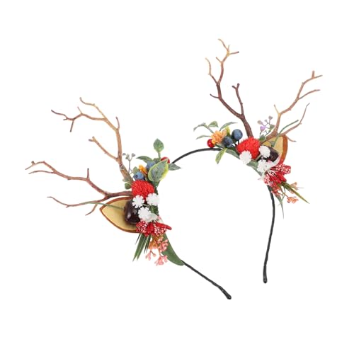 Beatifufu Weihnachtliches Geweih Haarreif mit Zweig Design Einzigartiges Party Kopfschmuck für Erwachsene Stirnband für Karneval Cosplay und Festliche Anlässe von Beatifufu