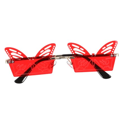 Beaupretty 1 Paar Goldrahmen rote Sonnenbrille Neuheitsbrillen für Erwachsene Junggesellinnenabschied ovale sonnenbrille Gläser Party Sonnenbrille rahmenlose sonnenbrillen für damen Stk von Beaupretty