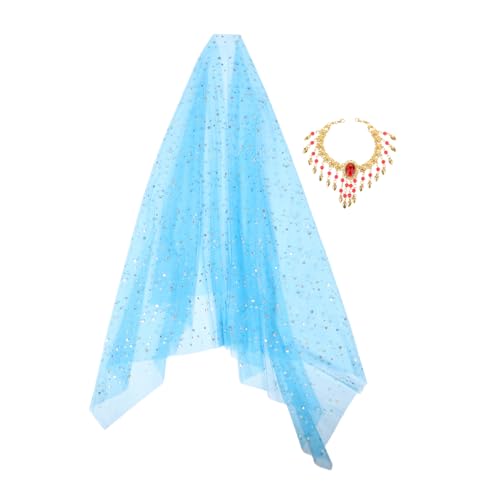Beaupretty 1 Satz Bauchtanzkopfschmuckanzug Tanzhaarzubehör Tanzzubehör Bauchtänzerin-Outfit Karnevalskostüme Bauchtanzschmuck Leistungsschleier Bauchtänzerzubehör Gittergewebe Himmelblau von Beaupretty