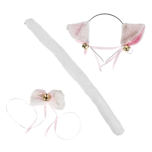 Beaupretty 1 Satz Bowtie-kostüm Haarband Für Tierohren Stirnband Cosplay Und Party-cosplay-kostüm Halloween Katzen-performance-requisite Fälschung Bogen Karikatur Weiß von Beaupretty