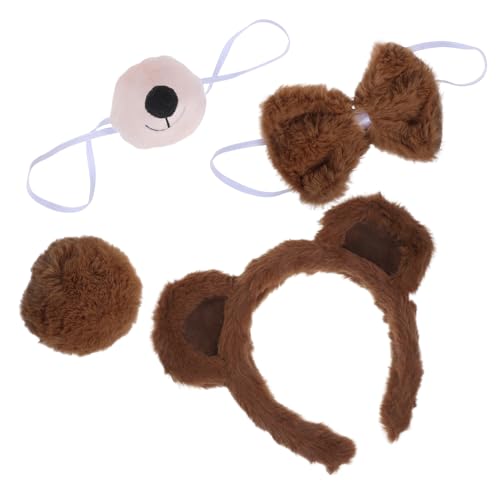 Beaupretty 1 Satz Cosplay Bärenohren Haarreif mit Zubehör Tier Kostüm Accessoires für Erwachsene Fake Nase Fliege für Partys Fotoshootings von Beaupretty