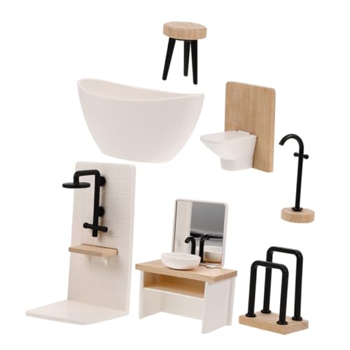 Beaupretty 1 Satz Dollhouse Miniatur Badezimmer Set Teilig Badewanne Dusche Waschbecken Toiletten und Zubehör Realistische Möbel für Puppenhaus Dekorationen und Sammler von Beaupretty
