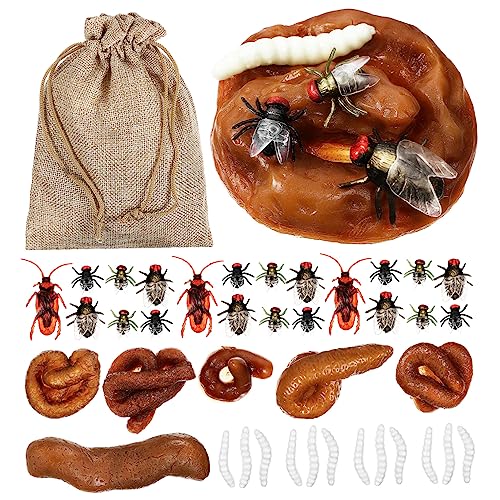 Beaupretty 1 Satz Fake Poop Set mit Realistischer Täuschung für Streiche Teiliges Set mit Fake Dog Poo Kakerlaken und Fliegen für April von Beaupretty