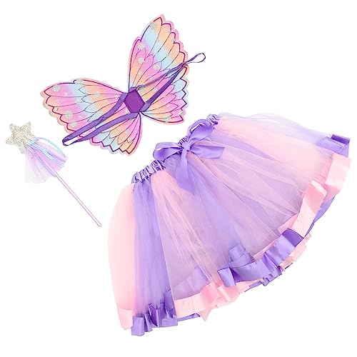 Beaupretty 1 Satz Fee schöner Zauberstab Halloween Cosplay LED Prinzessin Feenflügel Kostüme für Mädchen Party schöner Zauberstab Dekoration Kostüm Feenstab Tuch Violet von Beaupretty