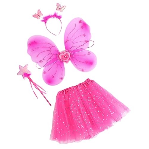 Beaupretty 1 Satz Festival Cosplay Kostüm Set mit Tüllrock Flügeln Feenstab und Haarband für Mädchen für Geburtstagsfeiern Schulveranstaltungen und Auftritte Leuchtendem mit Pailletten von Beaupretty