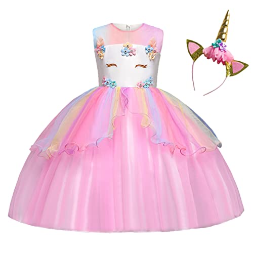 Beaupretty 1 Satz Festliche Cosplay Kostüm mit Kleid und Haarband Rosa Tüll Prinzessinnenkleid für Weihnachten Karneval Geburtstagsfeiern und Tanzaufführungen von Beaupretty