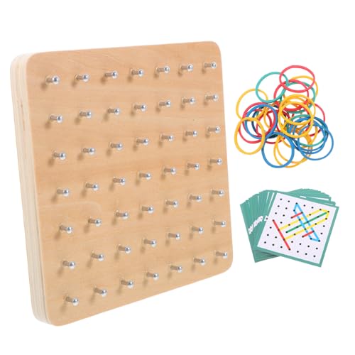 Beaupretty 1 Satz Geoboard Holzspielzeug mit Gummibändern und Aktivitätskarten Geometrische Lernspielzeuge für Vorschulkinder und Schüler Sicheres und Kreatives Formen und Buchstabenerkennung von Beaupretty
