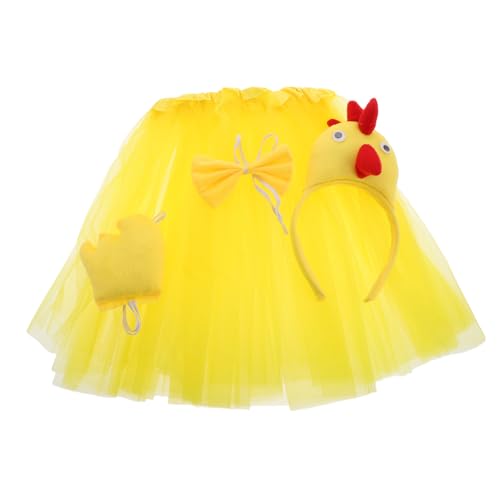 Beaupretty 1 Satz Hahn-anziehset Kleinkind Tutu Hühnchen-tutu-rock Tutu-kleid Für Mädchen Tutu Für Kleine Mädchen Kostüme Für Nutztiere Tüllkleid Für Mädchen Tuch Yellow von Beaupretty
