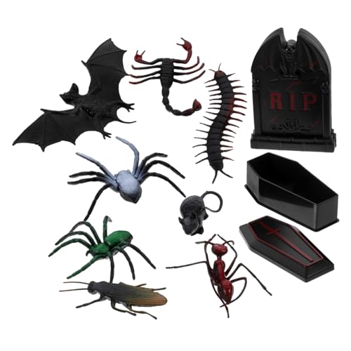 Beaupretty 1 Satz Halloween Miniatur Dekorationsset Teiliges mit Grabstein und Halloween Tierfiguren für Gruselige Partys und Kreative DIY Projekte von Beaupretty