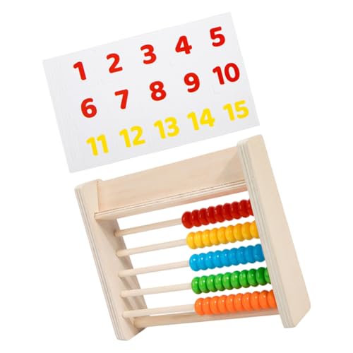 Beaupretty 1 Satz Holz Abacus für Mathe Lernhilfe mit Karten Pädagogisches Kognitiven Fähigkeiten und Hand Augen Koordination von Beaupretty