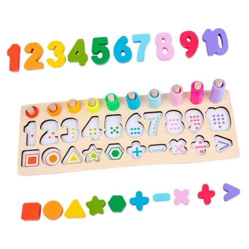 Beaupretty 1 Satz Holz Puzzle für Kleinkinder mit Zahlen und Formen für Frühes Lernen Fördert Motorische Fähigkeiten und Kognitive Entwicklung Buntes Design für Unvergessliche Spielmomente von Beaupretty