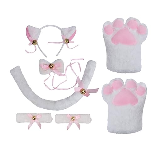 Beaupretty 1 Satz Katzenkostüm Set Teiliges Zubehör mit Ohren Haarband Pfoten Handschuhen Halsband und für Karneval und Cosplay Leicht und Langlebig Tier Requisiten für Partys von Beaupretty