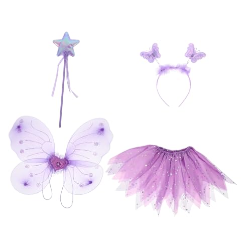 Beaupretty 1 Satz Kostümset mit Pettiskirt Feenstab Haarband und Flügeln für Geburtstagsfeiern Kostümpartys und Schulfeste von Beaupretty