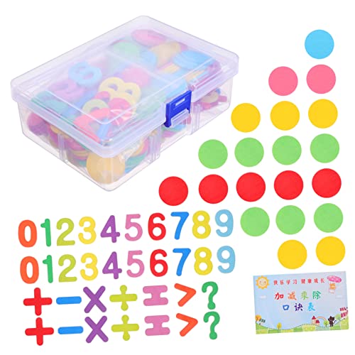 Beaupretty Holzspielzeug Satz für Vorschulkinder Scheiben mit Zahlen und Rechenzeichen Lernspielzeug für Frühes Lernen und Mathematik mit Aufbewahrungsbox von Beaupretty