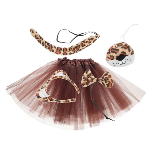 Beaupretty 1 Satz Leoparden Kostümset mit Haarreif Fliege Tutu Rock Nase Halloween Karneval Cosplay Tieraccessoires für Frauen Design für Unvergessliche Feiertage von Beaupretty