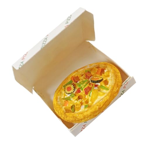 Beaupretty 1 Satz Miniatur Puppenhaus Pizza mit Box Dekorative Lebensmittel für Miniatur Szenen Geeignet für DIY Projekte und Puppenhaus Dekoration Langlebiges Harzmaterial Realistische von Beaupretty