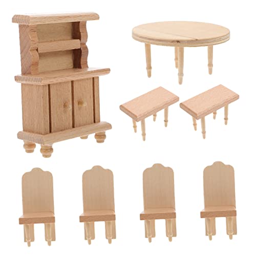 Beaupretty 1 Satz Miniaturmöbel Set für Puppenhaus Teiliges Esszimmermöbel mit Tisch Stühlen und Hockern für Kreative Spielstunden und Fotorequisiten von Beaupretty