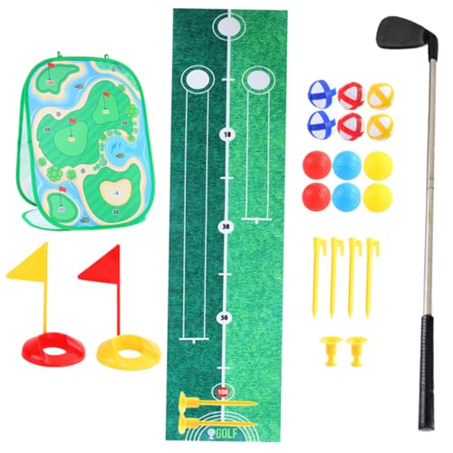 Beaupretty 1 Satz Outdoor Golf Spielset für Tragbares Golfspielzeug mit Übungsmatte für Drinnen und Draußen Fördert die Motorischen Fähigkeiten Eltern Junge Mädchen Spiel von Beaupretty