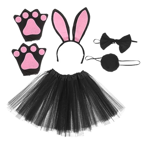 Beaupretty 1 Satz Rabbit Ears Headband für Kostümset mit Fliege Handschuhen Tutu Rock für Halloween Karneval Fotoshootings Leichtes Bequemes Material für Tierische Themenpartys von Beaupretty