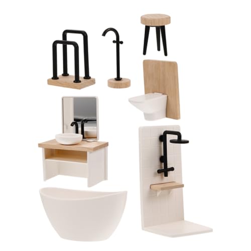 Beaupretty 1 Satz Realistische Puppenhaus Möbel Zubehör für Dekoration und Spiel Teiliges Set mit Dusche Waschbecken Toilette und Badewanne von Beaupretty