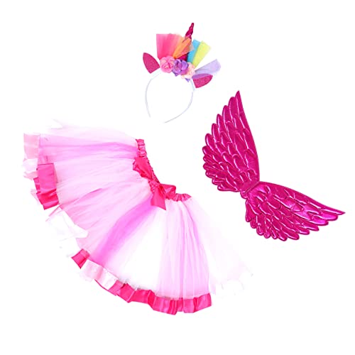 Beaupretty 1 Satz Stirnband -engelset Set Party Kinderkostüm Regenbogen-tutu-rock Hochzeitskleid Kindergeburtstag Polyester von Beaupretty