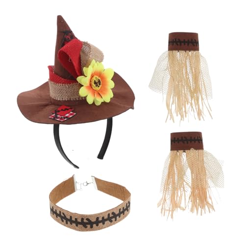 Beaupretty 1 Satz Strohankleidungsrequisiten Cowboyhüte aus Stroh für Herren Vogelscheuchenhüte zum Basteln Halloween Kostümzubehör Vogelscheuchen-Set Herren Strohhüte Stoff von Beaupretty