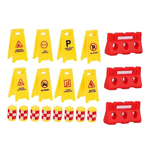 Beaupretty 1 Satz Verkehrszeichen Spielset für Teiliges mit Gelben Warnböcken Form Verkehrsschildern und Roten Wasserbarrieren Lernspielzeug Verkehrserziehung und Koordination von Beaupretty