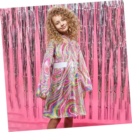 Beaupretty 1 Satz Vintage Disco Kleid für Mädchen Langarm Retro Kostüm mit Stirnband für Partys Cosplay Bühnenauftritte Bequemes und Sicheres Material Auffälliges Design für Besondere Anlässe von Beaupretty