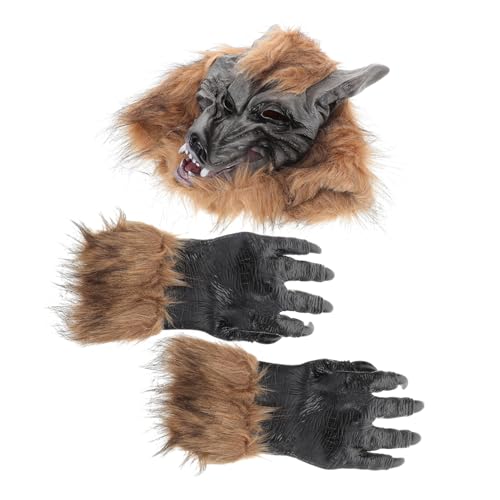 Beaupretty 1 Satz Wolf Kopf Maske und Krallenhandschuhe für Halloween Cosplay Schaurige Verkleidung für Erwachsene Geeignet für Kostümparty und Karneval Realistische Wolf Maske und Zubehör von Beaupretty