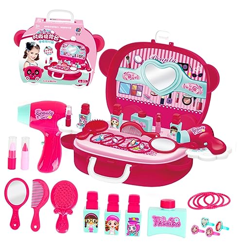 Beaupretty 1 Schachtel Simulation Schminkkoffer für Mädchen Rosafarbener Kosmetikspielzeug Koffer mit Sicherem Material Rundem Design und Praktischem Aufbewahrungssystem Rollenspiel Set von Beaupretty