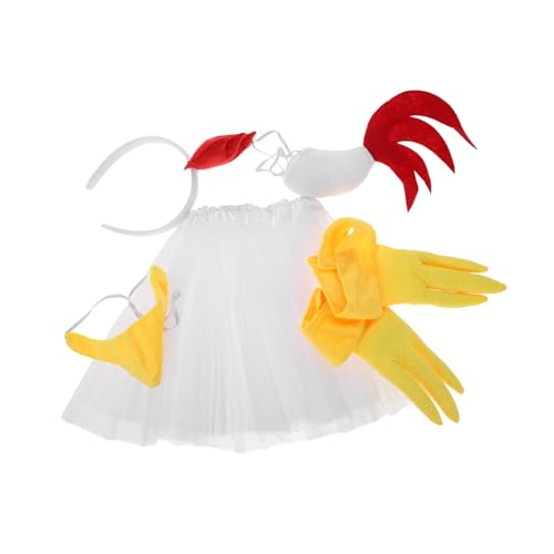 Beaupretty 1satz Hühner-cosplay Teiliges Kostüm Mit Kopfband Schweif Und Tutu-rock Für Festivals Und Halloween-partys Komfortables Und Dekoratives Zubehör von Beaupretty