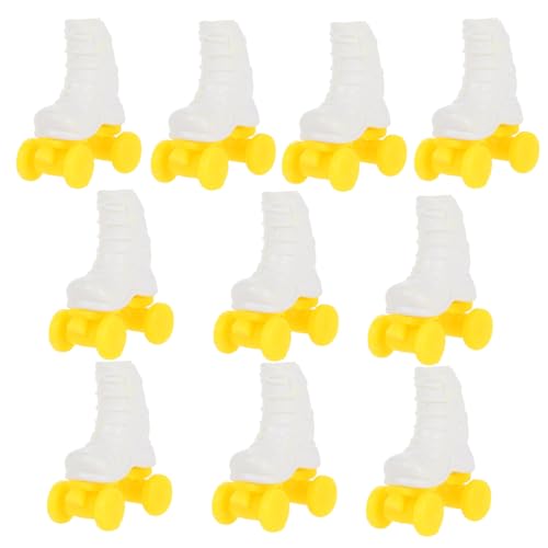 Beaupretty 10 Paare Mini Rollschuhe für Puppen Strapazierfähige Dollschuhe Detailreiche DIY Puppenhaus Deko Vielseitige Mini Haus Zubehör Weiße Rollschuhe für Puppenhaus Accessoires von Beaupretty