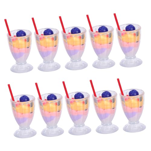 Beaupretty 10 Stück Blaubeereismodell Mini Ice Cream Dollhouse Dekor winzige Eisfiguren Realistische Miniaturdesserts tun Mini Cakes Toy Plastik von Beaupretty