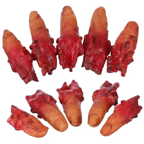 Beaupretty 10 Stück Brachfingerspielzeug abgetrennt Körper Halloween-Finger Figur Teil Glied Halloween-Versorgung blutige falsche Finger Vinyl von Beaupretty