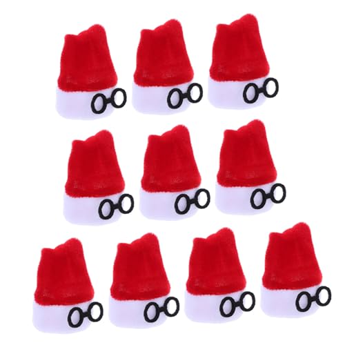 Beaupretty 10 Stück Mini-Weihnachtsmütze Weihnachtsbesteckhalter Puppenhauszubehör winzige Weihnachtshüte Besteckbeutel für Besteck weihnachtsmütze selber Machen Utensilienhülle Flanell rot von Beaupretty