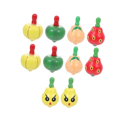 Beaupretty 10 Stück Teiliges Holz Drehspiel mit Farbwechselndem Früchtemotiv Pädagogisches Drehkreisel von Kreativität und Denkfähigkeit Sicheres Holzspielzeug von Beaupretty