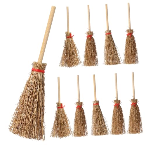 Beaupretty 10 Stück Teiliges Mini Hexenbesen mit Rotem Band Langlebiges Halloween Kostüm Zubehör Kleine Hexenbesen Dekoanhänger für Party und Verkleidung von Beaupretty