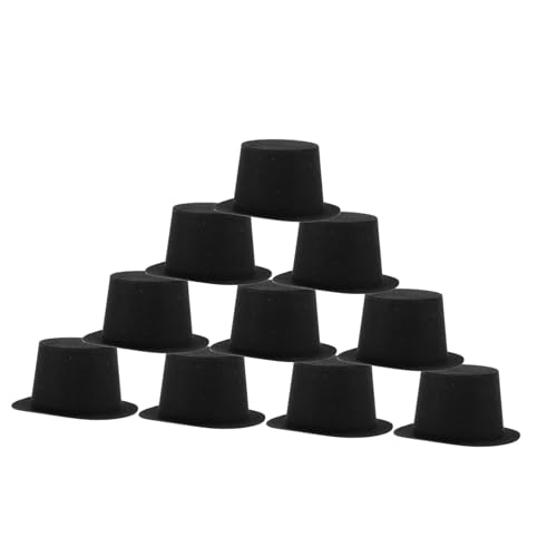 Beaupretty 10 Stück Teiliges Mini Weihnachts Schwarze Top Hats für DIY Schneemann Basteln Dekorative Hüte als Party Zubehör und Weihnachtsdeko Kleine Puppenhüte von Beaupretty